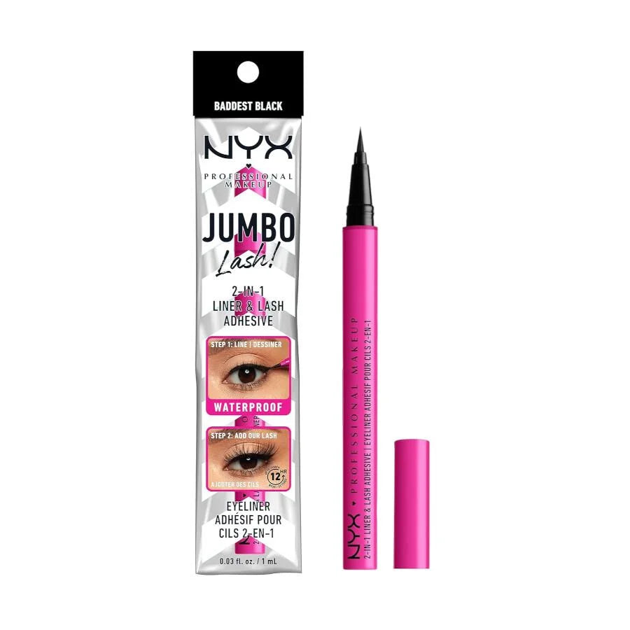 NYX Jumbo Lash! 2-in-1 Liner & Lash Adhesive - 01 Baddest Black by NYX